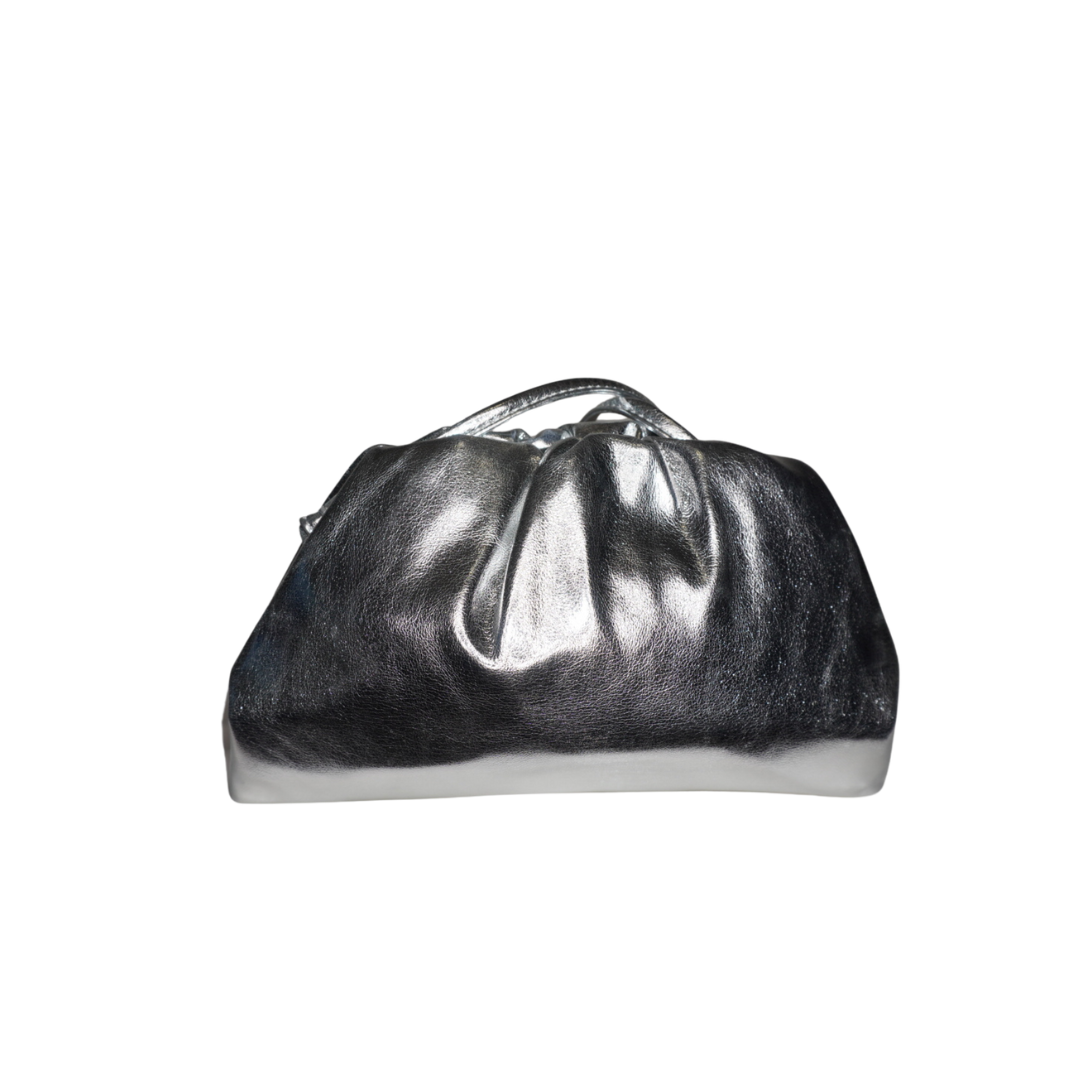 SOPHIA METALLIC SIMPLE SILVER POUCH BAG