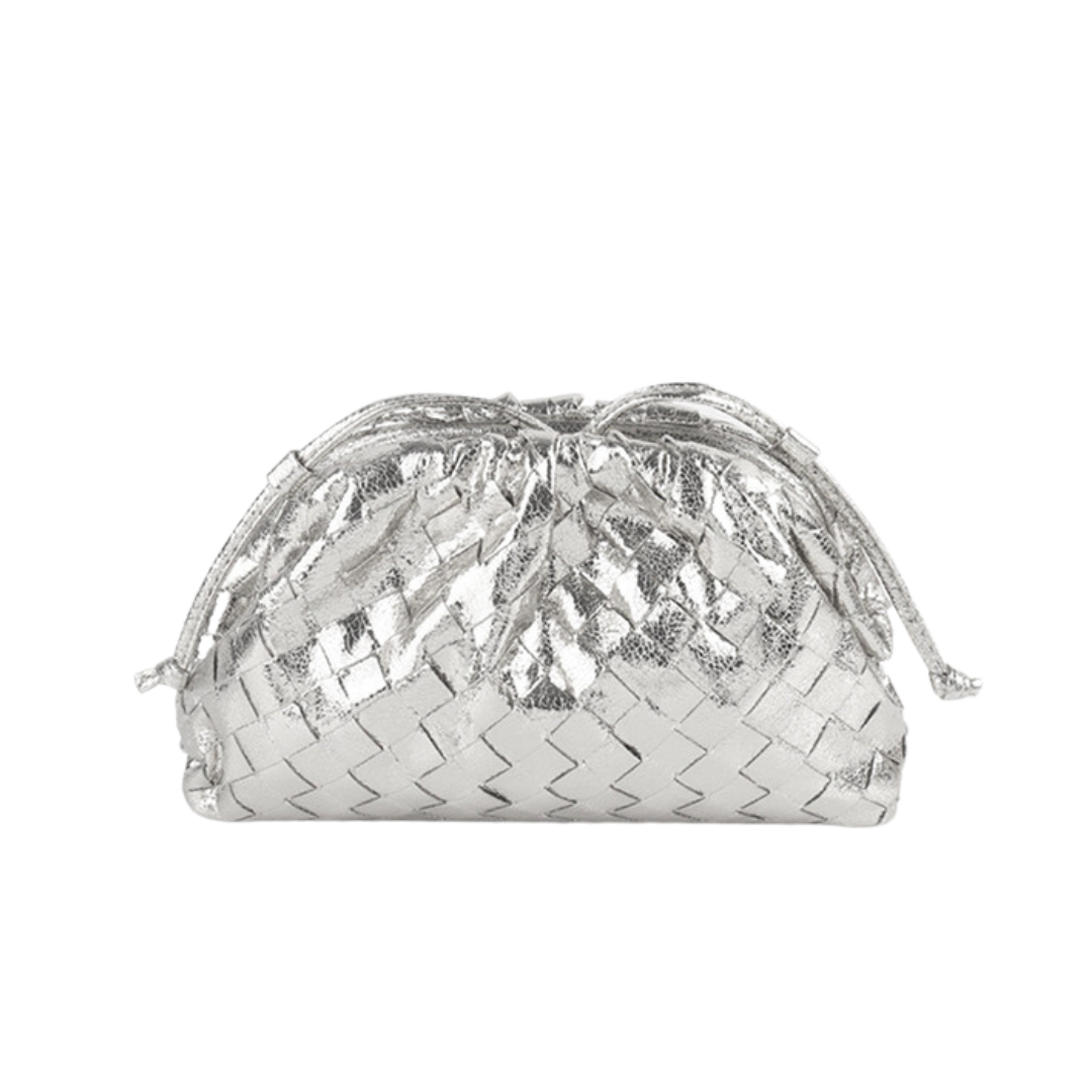 SOPHIA METALLIC SILVER POUCH BAG