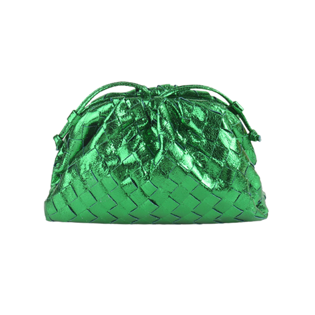 SOPHIA METALLIC GREEN POUCH BAG