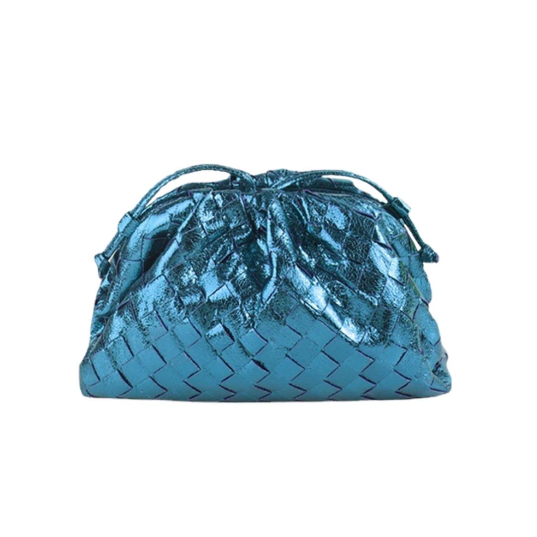 SOPHIA METALLIC BLUE POUCH BAG