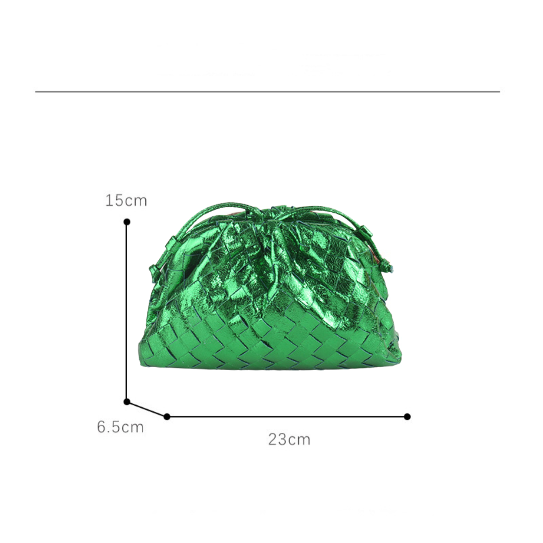SOPHIA METALLIC GREEN POUCH BAG