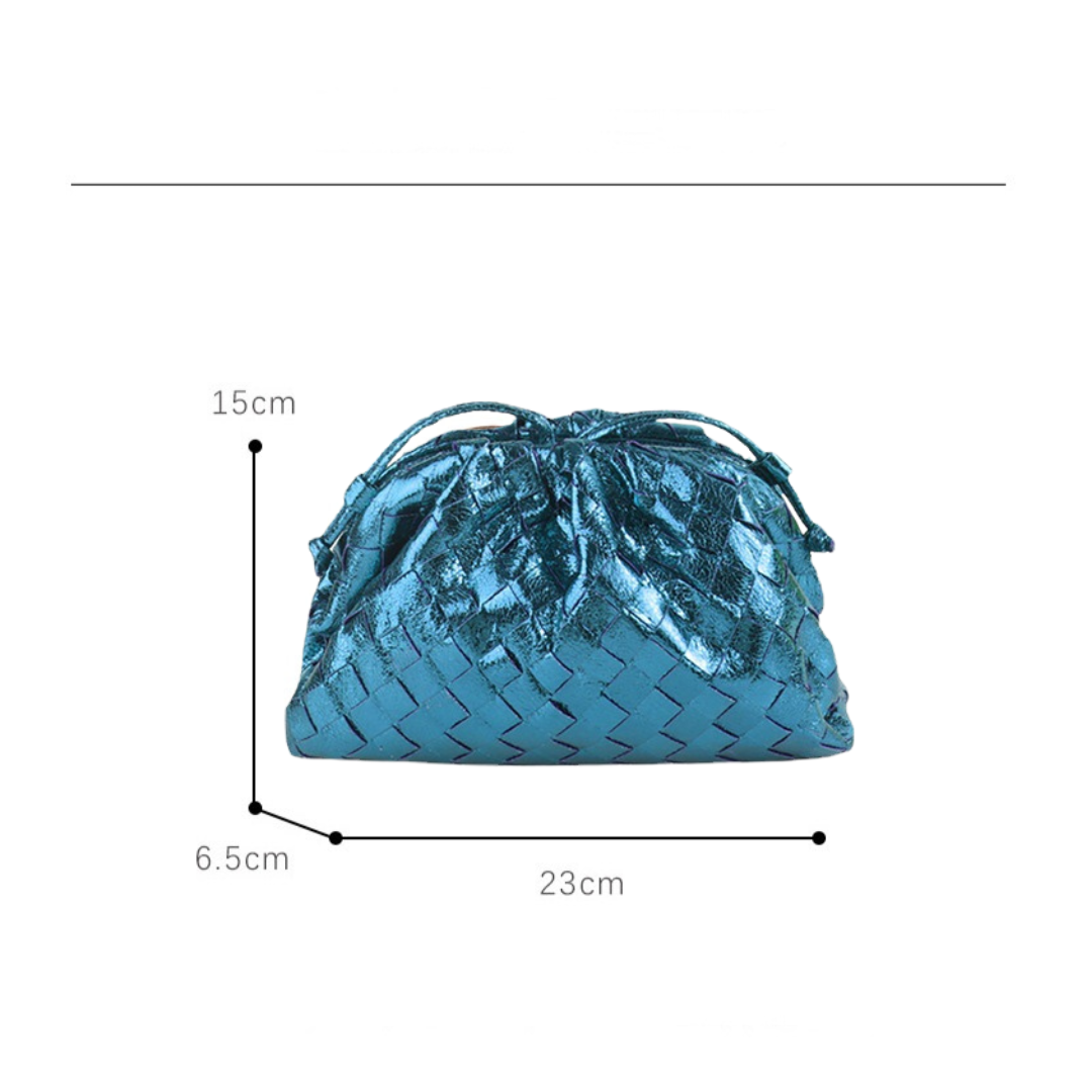 SOPHIA METALLIC BLUE POUCH BAG