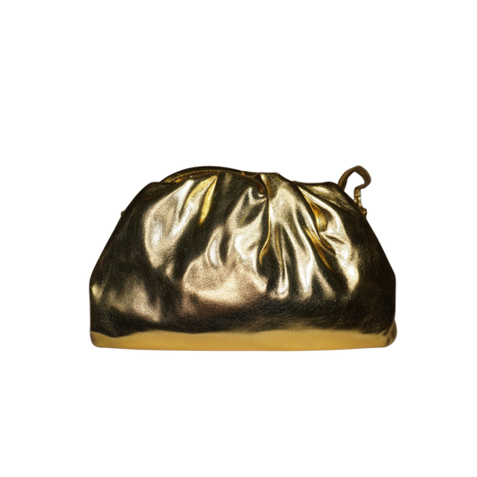 SOPHIA METALLIC STRACH GOLD POUCH BAG
