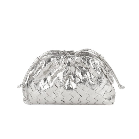 SOPHIA METALLIC SILVER POUCH BAG