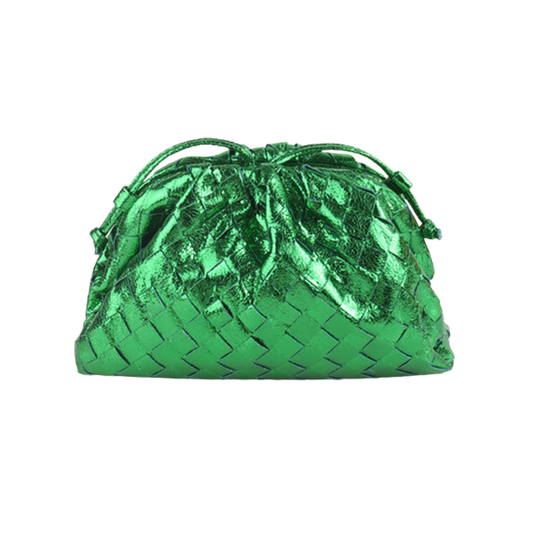 SOPHIA METALLIC GREEN POUCH BAG